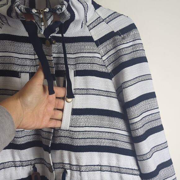 Oversized Breton Stripe Anorak Nautical Preppy Coat Jacket Women's XS - Picture 8 of 16